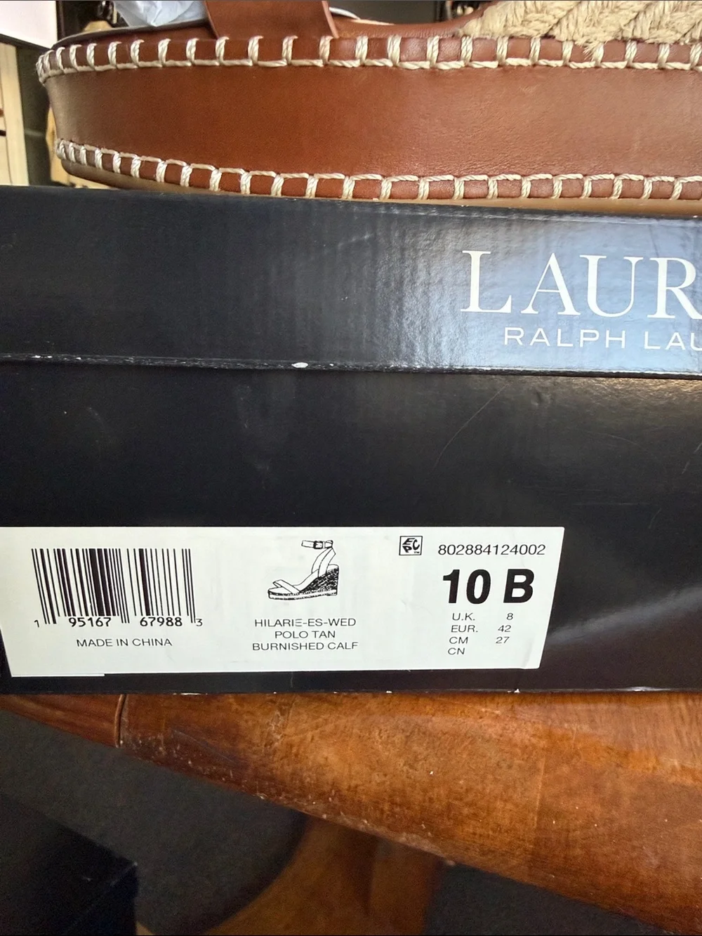 Lauren Ralph Lauren Brown and Cream Espadrille Wedge Sandals